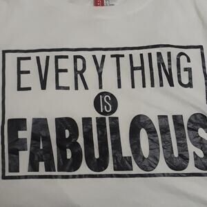 Womens Sz S Everything is Fabulous Cropped White Graphic T-shirt Divided Top